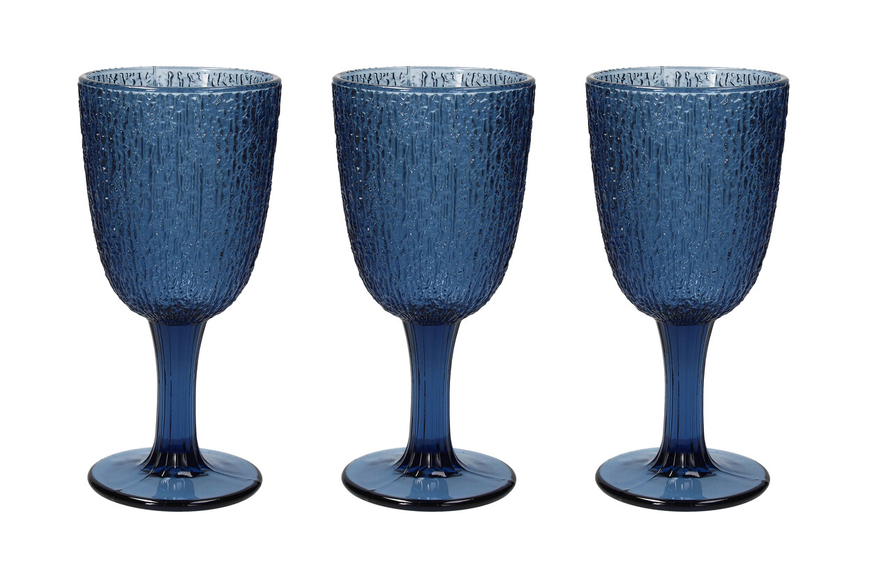 Set 3 pahare Davor, Tognana Porcellane, 250 ml, sticla, albastru - imagine 4